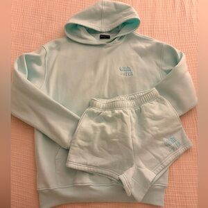 White Fox Mint Green Hoodie and Shorts Set